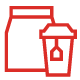 A small red icon of some takeaway packaging.