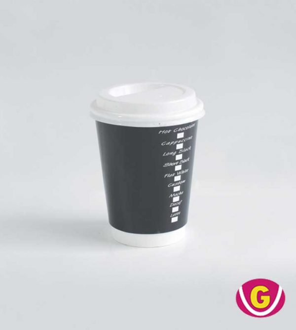 DOUBLE WALL COFFEE CUP BLACK 12OZ - GNW Packaging